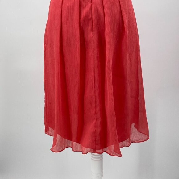 LAST CHANCE NEW David’s Crinkle Chiffon Dress Front Cascade Guava F14847 Size 4 - Picture 7 of 10